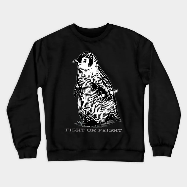 Vintage Fight or Flight Penguin Crewneck Sweatshirt by Manut WongTuo